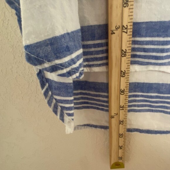 Beachlunchlounge Linen Blend Tunic Top L Blue & White Striped Sleeveless Pullove - Picture 7 of 10
